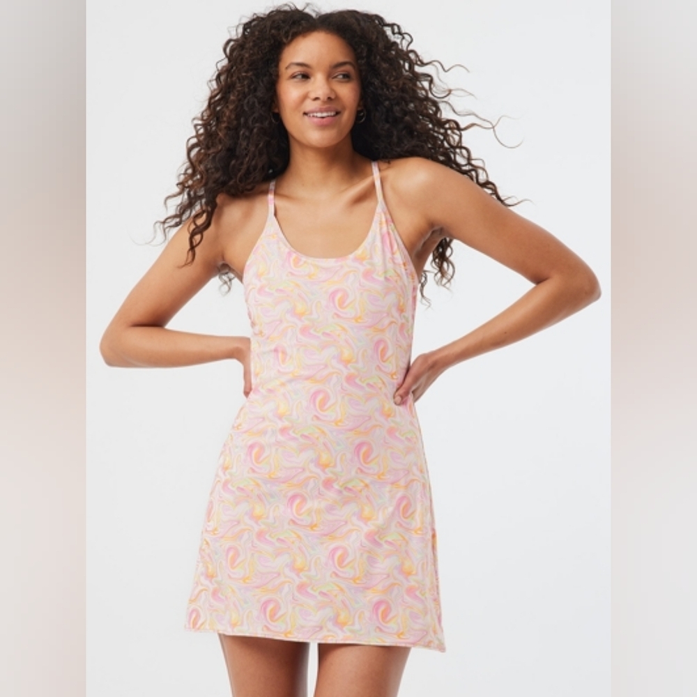 Outdoor Voices The Exercise Dress In Pink Marble